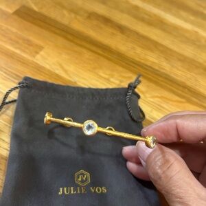 Julie Vos Gold Bangle with Clear Crystal